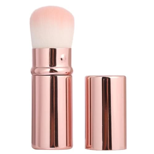 Retractable Mini Blush Brush with Cover Corrugated Silk Nylon Wool Pink