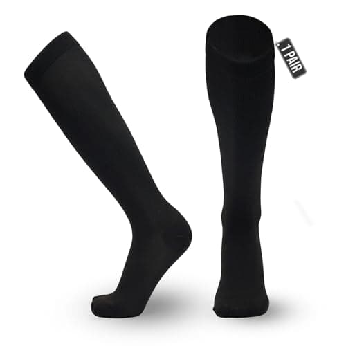 JIATAOBAO Compression Socks for Men & Women 20-30 mmHg Medical Grade – Graduated Support for Running, Travel, Nursing & Pregnancy Boost Circulation, Reduce Swelling, Anti-Slip Design (black, L/XL)