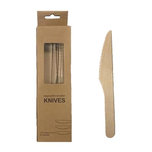 MIXEL Disposable Wooden Knife, Comfortable Grip, Lightweight And Portable, Ideal For Parties, Picnics, Camping, Takeaway, Everyday Use, Durable Construction, (20 Pcs)