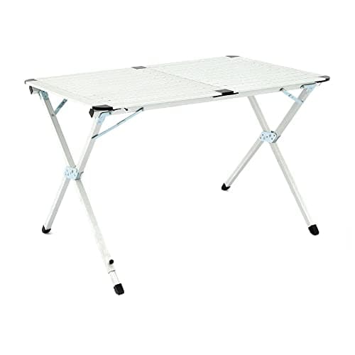 Hi-Gear Elite Double Table with Lightweight Aluminium Construction, Folding, Portable & Compact, Ideal for Camping, Festivals, BBQs & Outdoor Events, includes Carry Bag, Silver