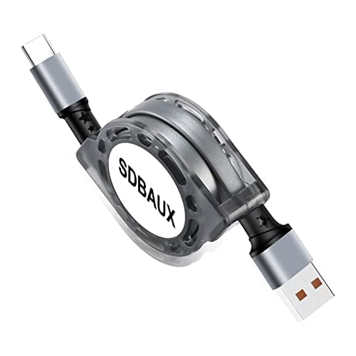 SDBAUX USB C Cable Fast Charging 1M, QC 3.0 Type C Retractable Charger Cord