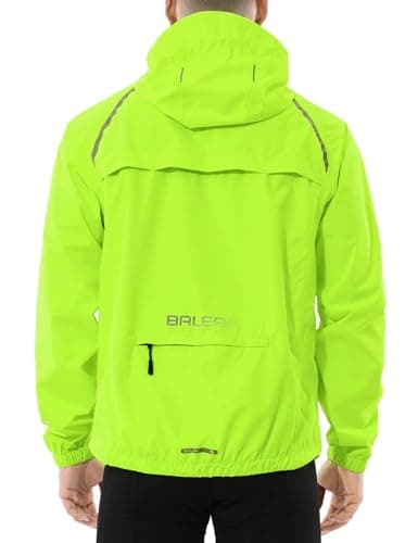 baleaf Waterproof Jacket Mens Cycling Jackets Reflective Running Outdoor Rain Coats Lightweight for Men Walking Hiking Packable Fluorescent Yellow XL