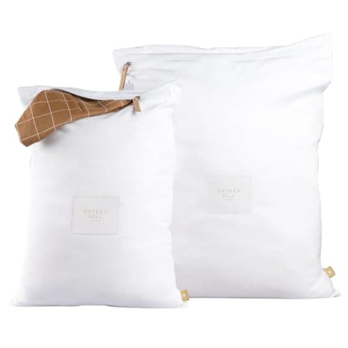 Hayden Hill Luxury Organic Cotton Travel Laundry Bags, Small & Large 2 Pack