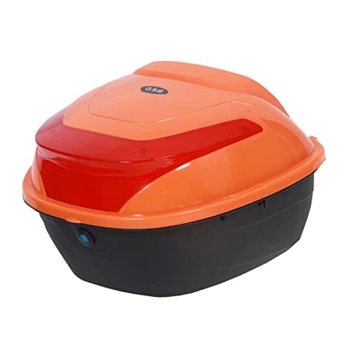 Universal 42l Motorcycle Rear Top Box Scooter Tail Trunk Luggage Storage Case with Soft Backrest, Hard Case Mounting Hardware, Waterproof Lockable, 40x36x29cm15.7x14x11inch Orange One Size