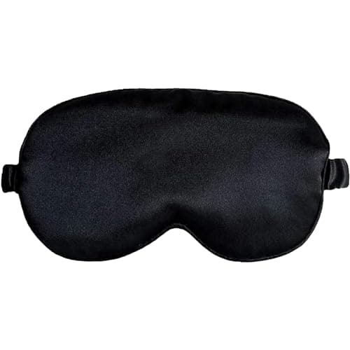 Black Silk Sleep Mask with Adjustable Strap - Luxurious, Comfortable Eye Mask for Deep Rest, Ideal for Travel and Home Use, Blocks Light Effectively