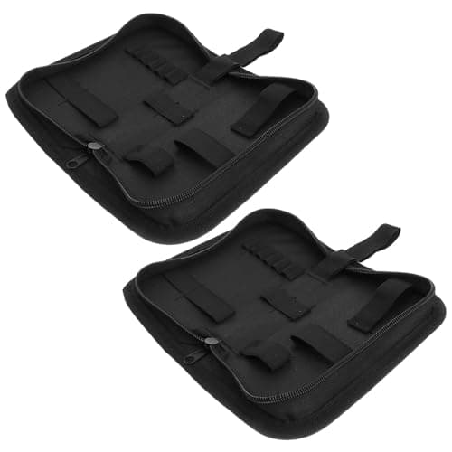 2pcs Black Canvas Tool Bag with Multiple Slots and Mesh Pockets for