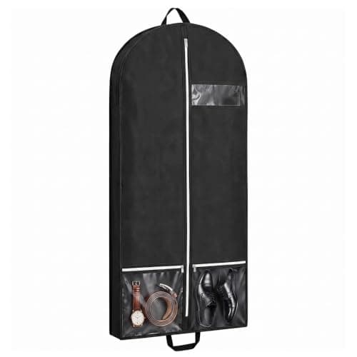 137cm Black Breathable Garment Suit Bag with 10cm Expandable Gusset