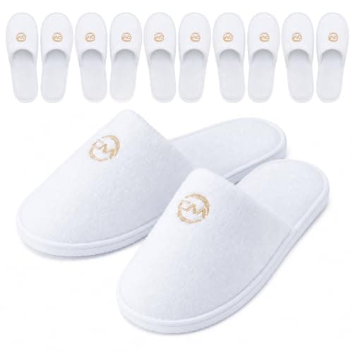 Iyxeo 6 Pairs Large Men Disposable Hotel Slippers, Coral Fleece Guest Slippers UK Size 9 for Spa Travel Wedding