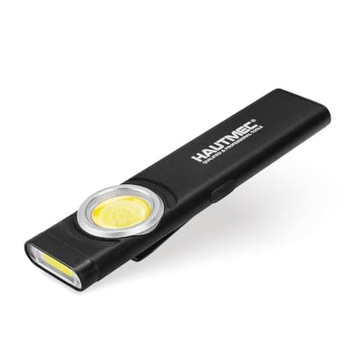 HAUTMEC 12-in-1 EDC Pocket Torch with Clip, Slim Flat Torch Rechargeable Work Light with USB-C Fast Charging, Dual Light, Magnetic Base, 500LM Aluminum LED Torches IP64 Waterproof & Drop-Resistant