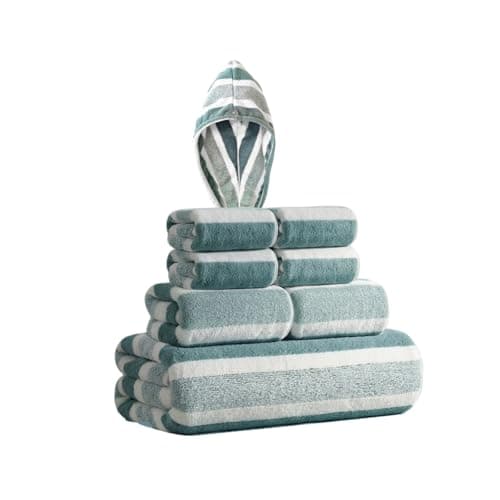 GNKBTOF Microfiber Bath Towels, 8 Pack Lightweight, Absorbent, Super Fluffy and Fast Drying Towel for Travel, Vacation, Fitness and Yoga (green)