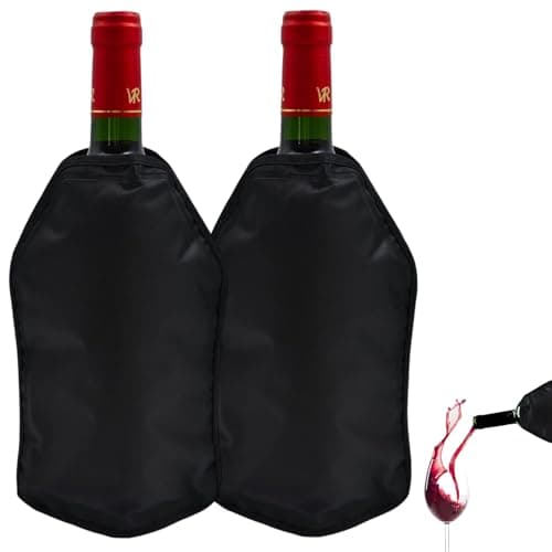 2Pack Wine Cooler Sleeves - Professional Insulated Beer & Champagne Freezer Sleeves, Black Thermal Bottle Cooling Bag Long Lasting Cold Retention Portable Design for Bevers Travel Parties,15.5 x 23 cm