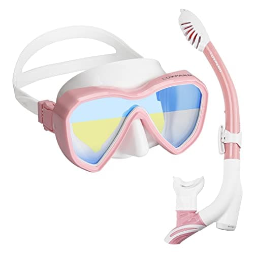 LUXPARD Snorkel Set Adults, Snorkel Mask and Dual Drain Valve Dry Snorkel