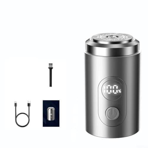 Electric Shaver, For Men, Waterproof USB-C Rechargeable Rotary, Compact Aluminum Alloy Travel Shaving Kit With 6 Blades, Portable Grooming Tool(Silver)