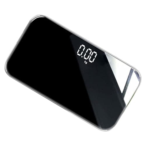 FRCOLOR Portable Rechargeable Digital Weight Scale Random Color, with Mirror Surface Tempered Glass, and Plastic, 4 High-precision Sensors Lightweight Travel Body
