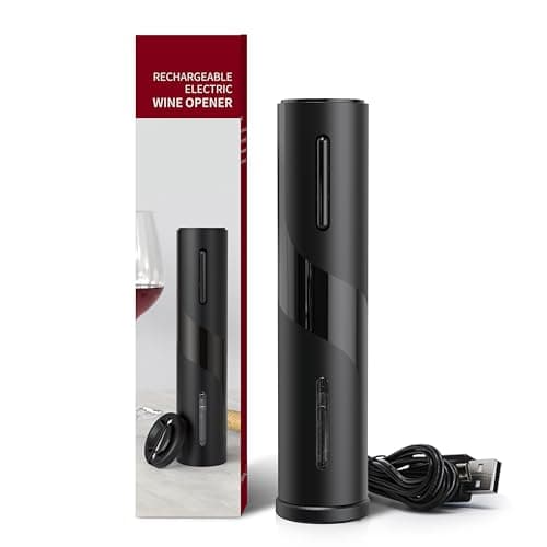 MAGDEN Electric Wine Opener, Rechargeable Wine Bottle Opener, Cordless Automatic Corkscrew with Foil Cutter, USB Charging Cable, LED Light Indicator, Gift for Wine Lovers, Black