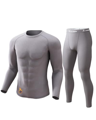 CL convallaria Men's Thermal Underwear Set Ultra Soft Fleece Lined Long Johns Winter Gear Base Layer Top and Bottom Set Sport Style Grey