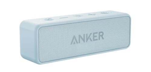 Anker Soundcore 2 Portable Bluetooth Speaker with 12W Stereo Sound, BassUp, IPX7 Waterproof, 24-Hour Playtime, Wireless Stereo Pairing, Speaker for Home, Outdoors, Travel (Baby Blue)