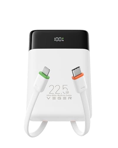 VEGER Power Bank Fast Charging 10000mAh,Portable Charger Built in Cables