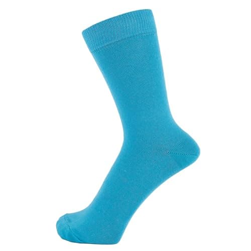 ZAKIRA Combed Cotton Dress Socks - Plain Colour Business Crew Socks for Men & Women, Soft Breathable Cotton, 6-10 (UK), Turquoise