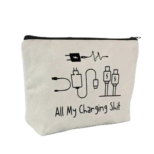 Makeup Storage Bag And Cable Organiser, Zip Pouch, Cream, 25 x 17 x 6 cm