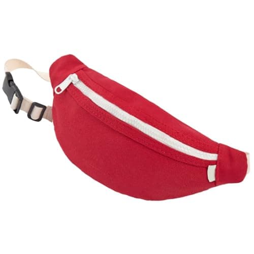 Kids Bumbag, Canvas Fanny Pack for Kids Crossbody Waist Bag for Unisex Toddler Boys Girls (Red)