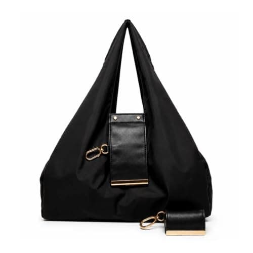 Transformable Bag Stylish Vegan Leather Tote and Keychain Charm (Black)
