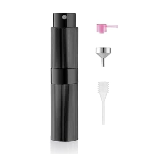 Toureal Travel Perfume Atomiser Refillable - Mini Aftershave Spray Bottle-Portable Empty Cologne Refill Pump Dispenser for Men - Small Glass Fragrance Atomizer for Women Black