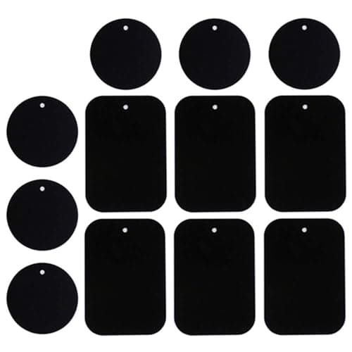 MACHSWON Smartphones Metal Plate 12 Pack for Phone Car Mount Holder Cradle with Adhesive6 Rectangle and 6 Round Black Fit for Magnetic Mounts