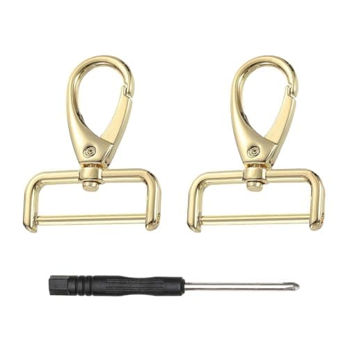 Swivel Clasps Hook, 2Pcs 32mm Detachable Snap Hook with D Ring - Metal Lobster Claw Clasp Includes Screwdriver for Bag Repair, Keychain DIY, Leather Craft & Purse Hardware Replacement (1-1/4 Inch)