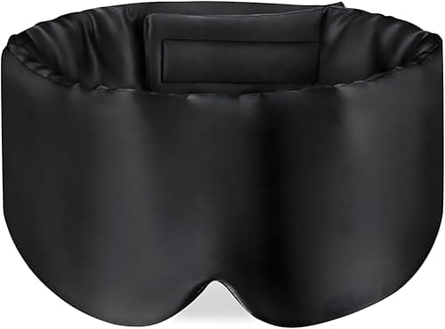 BYDT Mulberry Silk Sleep Mask, Large Blackout for Side Sleeper Black