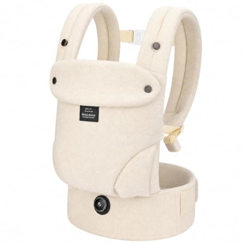 Bebamour Ergonomic Baby Carrier for Newborn to Toddler, Adjustable Seat Width with One-Hand Knob, Front & Back Carry Infant Carrier, Soft Cotton & Breathable Mesh, 3.6–14.9kg, 4–36 Months, Beige