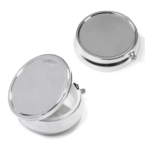 Belegao Pill Box with Mirror 3 Compartment Small Metal Pill Case for Pocket