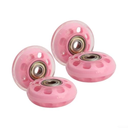 Quiet PU Luggage Wheels 50mm 8mm Axle Suitcase Repair(pink)