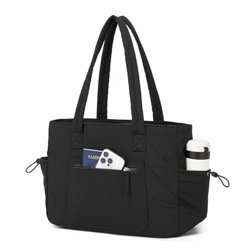 Miss Lulu Quilted Tote Bag for Women, Large 16-Inch Laptop Work Bag