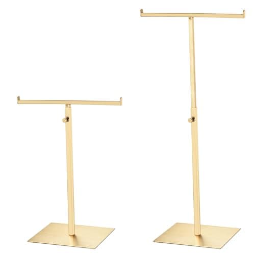 sourcing map Purse Display Stand T Shaped Metal 2 Pack Adjustable Handbag Rack Double Hook Holder Necklace Organizer for Home Boutique Store - Gold