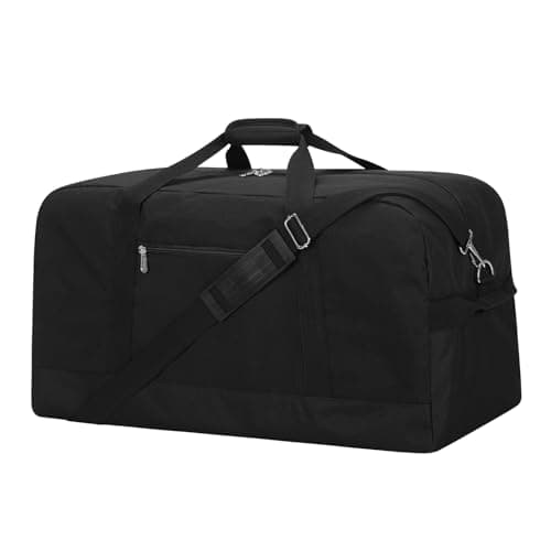 ZZY 55l Holdall Gym Sports Bag for Men - 25 inch Duffle Bag with Hard Bottom for Travel Weekend (Black)