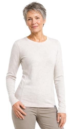 MERINNOVATION 100% Merino Wool Base Layer for Women - Long Sleeve Crew Neck Thermal Top Merino Wool Women's Shirt, Natural White 250, M