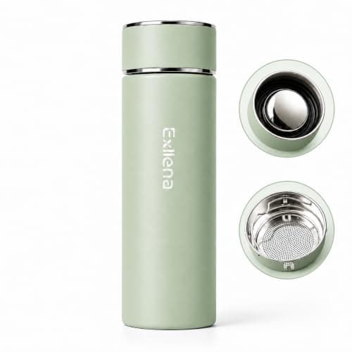 【Upgraded】 Exllena Small 500ml Water Bottle for Handbag – Small Flask for Hot & Cold Drinks, Perfect Small Insulated Water Bottle for Travel, Milk, Coffee...(Mint-Green)