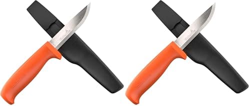 Hultafors Craftsman's knife HVK GH I All-purpose knife with ergonomic handle and Japanese carbon steel blade I Including holster and holder for working trousers I 380010 (Pack of 2)