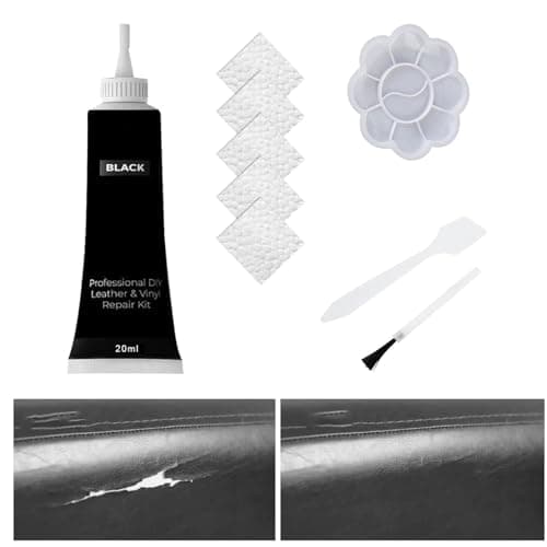 Black Leather Repair Kit for Furniture, Leather Car Seat Repair Kit, Easily Restore Car Interior, Sofa, Jacket, Restore Any Material with Super Easy Instructions to Fix Scratches, Tears, Holes