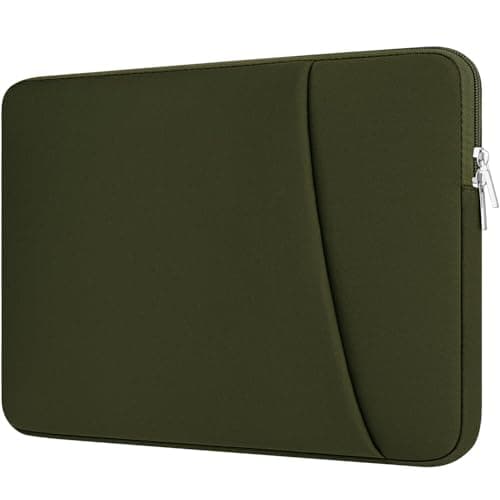 HEDUGO Laptop Sleeve Case with Zipper Accessory Pocket Compatible with 17 inches MacBook Air/Pro Padded Computer Pouch Cover Shockproof Protective for 17” to 17.3” Laptop/Chromebook/Tablet,Green