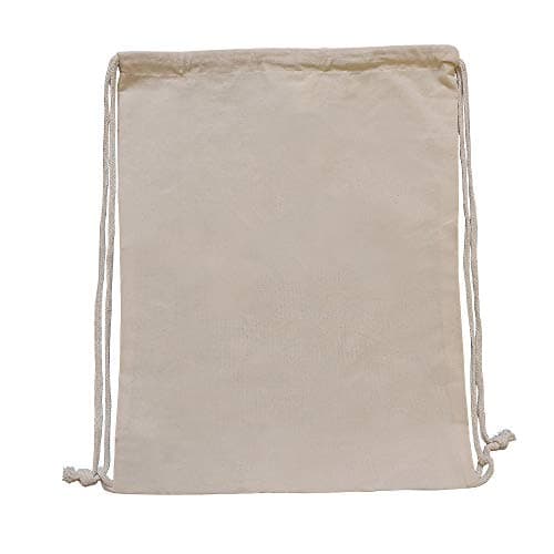 Bronta Mill Plain Cotton Drawstring Bags Rucksack Backpack Gym School PE Book Bag - Pack of 1
