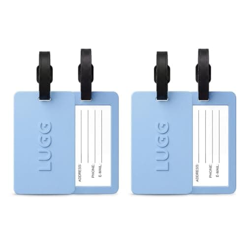 LUGG 2 Pack PVC Luggage Tags for Suitcases - Bright Colours for Easy Identification, Flexible and Tear Resistant, Secure Attachment with Clear ID Slot, Lightweight Travel Bag Tags - Slate Blue