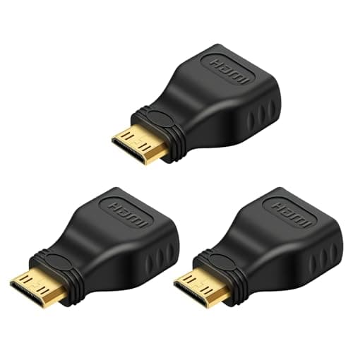 3 Pack Mini HDMI to HDMI Adapter, Mini Male to HDMI Female Adapter, 2.1 Connector Supporting 4K@120Hz, for Camera, Laptop Tablet, Monitor, Projector, HDTV, Gaming Devices