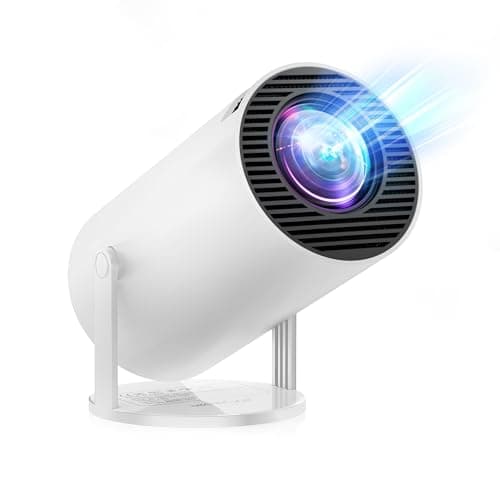 Built-in Apps & Android 14.0 Mini Projector Portable 30000 Lux Projector 4K Supported 180° Rotation & Auto Keystone, Outdoor Compatible with TV Stick/Windows/iOS/Android/HDMI/USB (white, 17 * 8 * 10)