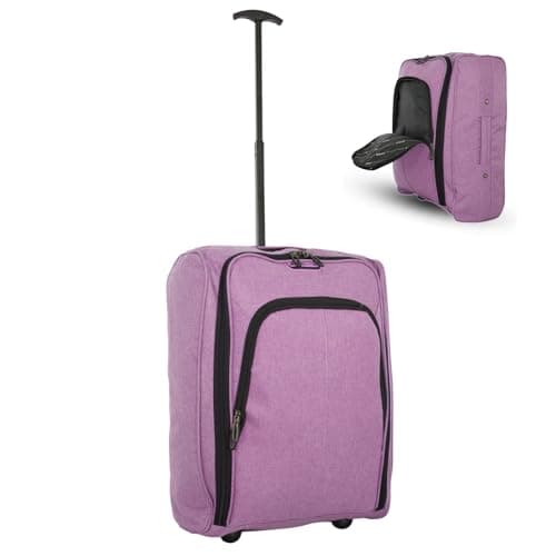 Bordlite 50x35x20cm Soft Cabin Bag – Lightweight Overhead Hand Luggage Suitcase with Wheels & Extendable Handle – Fits Ryanair, EasyJet, BA & More, 35L Capacity (Pink)