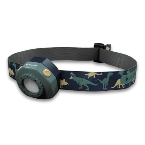 Ledlenser KIDLED4R Kids Head Torch Rechargeable, 5 Light Modes, Lightweight, Dinosaur LED Headlamp, Inc Auto Shut-Off Feature, Inc Clip for Backpack, Ideal for Camping, Gift for Children Girls Boys