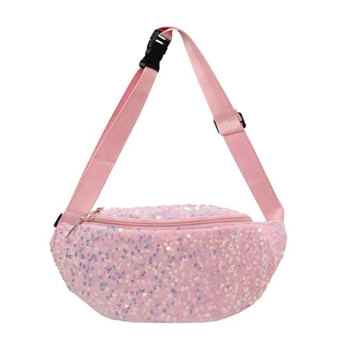 XSDSLS Bum Bag Sequins Women's Bum Bag Hip Bag Shiny Shoulder Bag Crossbody Bag Belt Bag Fanny Pack for Travel Festival Party Everyday Life (Pink)