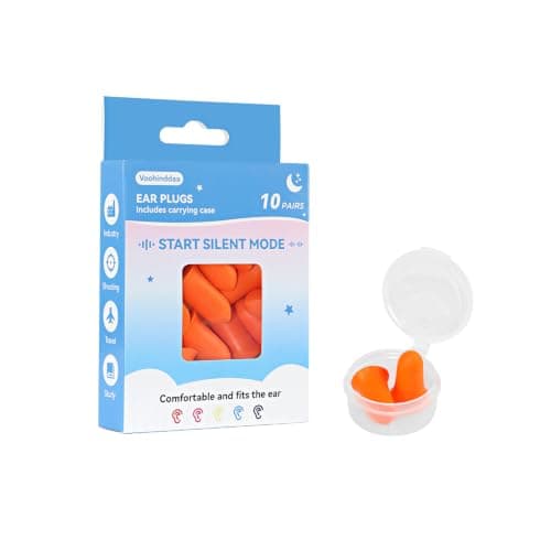 10 Pairs of Noise Reduction earplugs: Super Soft Foam Noise Reduction earplugs - for snoring in Sleep (Orange)