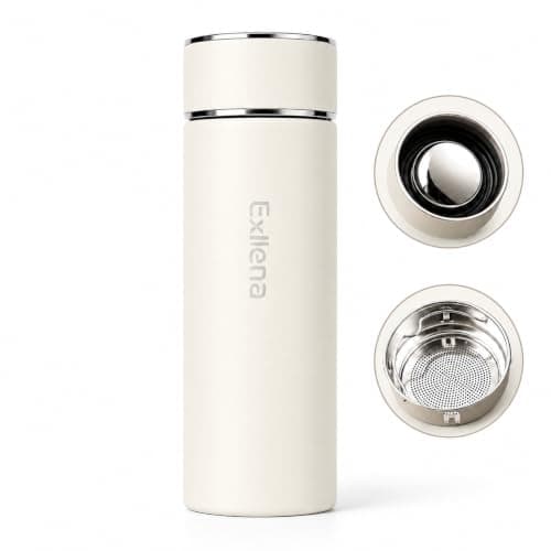 【Upgraded】 Exllena Small 500ml Water Bottle for Handbag – Small Flask for Hot & Cold Drinks, Perfect Small Insulated Water Bottle for Travel, Milk, Coffee...(Beige)